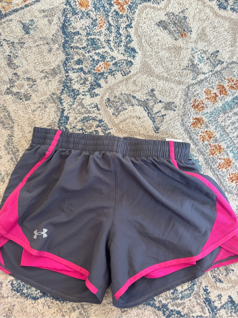 Under Armour Women's Charcoal and Hot Pink Athletic Shorts